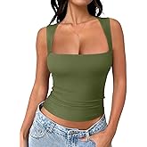 REORIA Butsmooth® Women's Square Neck Going Out Crop Tops Double Lined Cute Basic Tank Tops 2026 Clothes