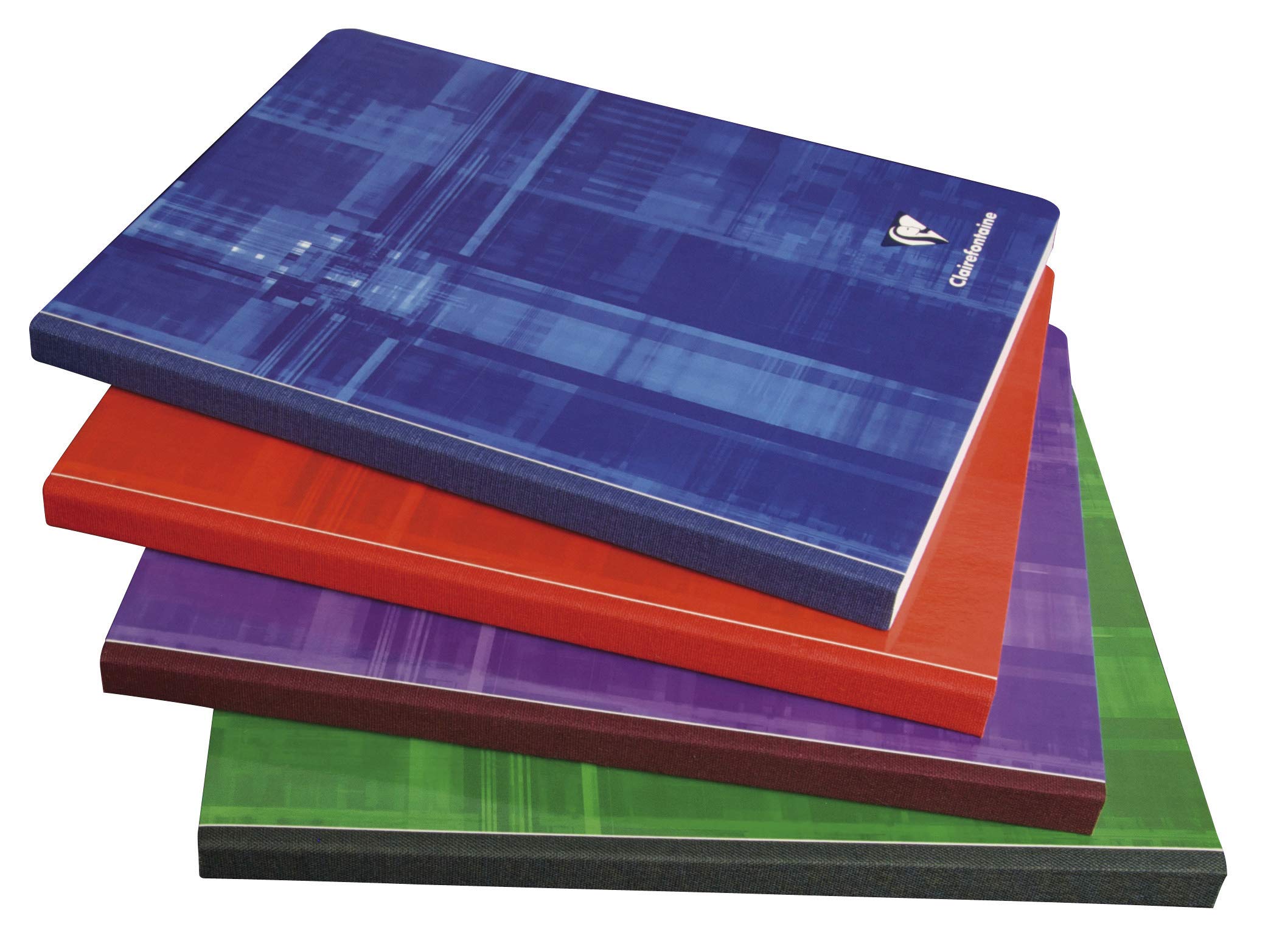 Clairefontaine 9762C - Set of 5 Canvas Back Notebooks - Size: 17x22 cm - 288 Small Squares Pages - White Paper 90 g - Laminated Card Cover - Random Colours