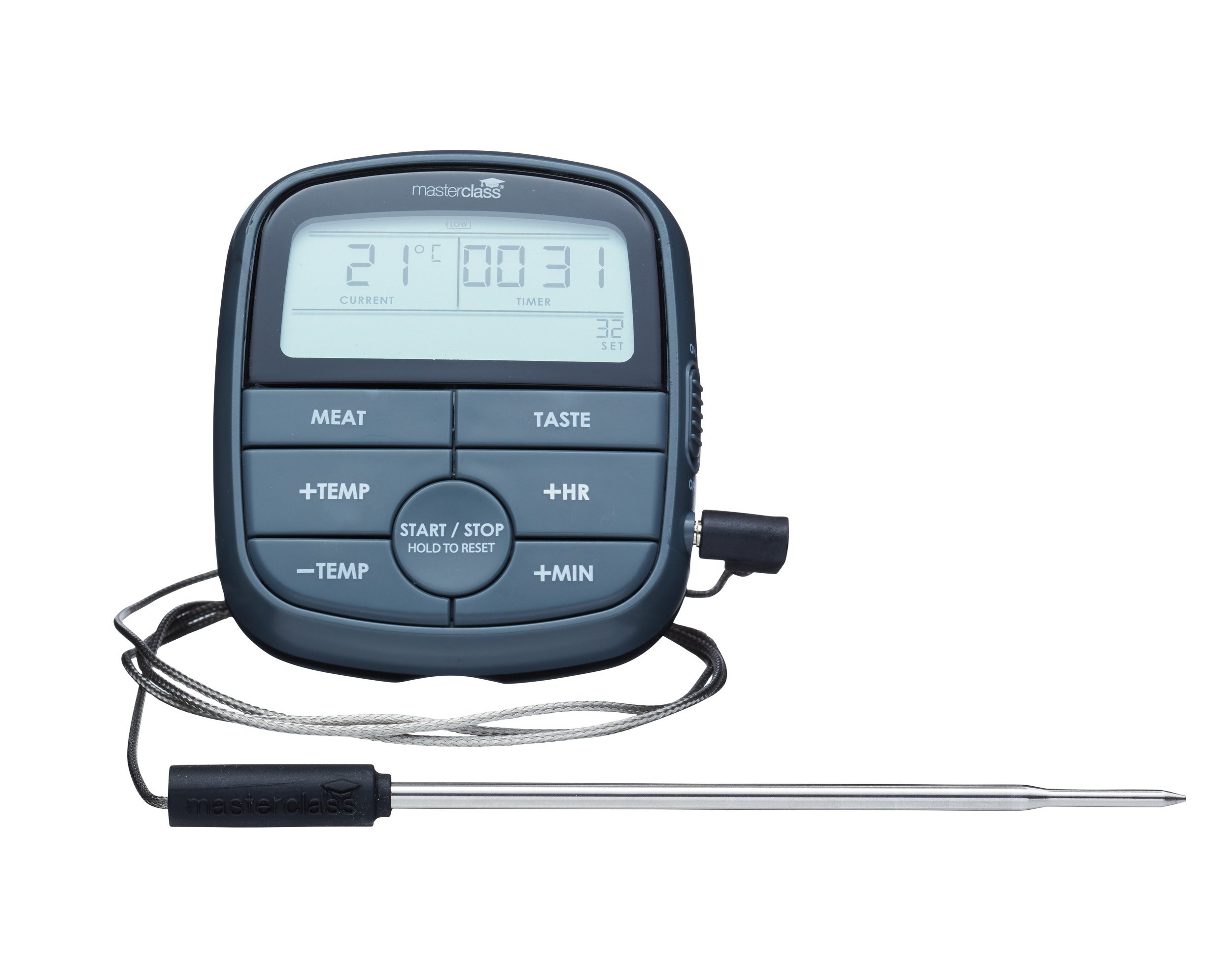 MasterClass Digital Meat Cooking Thermometer with 24-Hour Kitchen Timer, Black