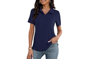 MK Shop Limited Polo Shirts for Women Business Casual Work Lapel Collared Tops V Neck Summer Golf Polos Tunic Blouse