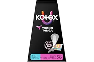 Kotex Daily Thong Liners, Wrapped, Light Absorbency, Regular Length, 58 Count (Packaging May Vary)