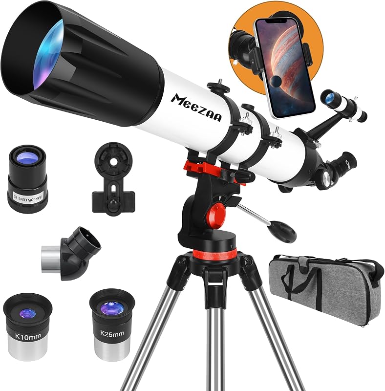 Teleskop, Teleskope für Erwachsene Astronomie Profi, 90mm Blende 800mm AZ Mount Refraktor Teleskop für Kinder und Anfänger, Teleskope Astronomisches zur Beobachtung von Mond und Planeten