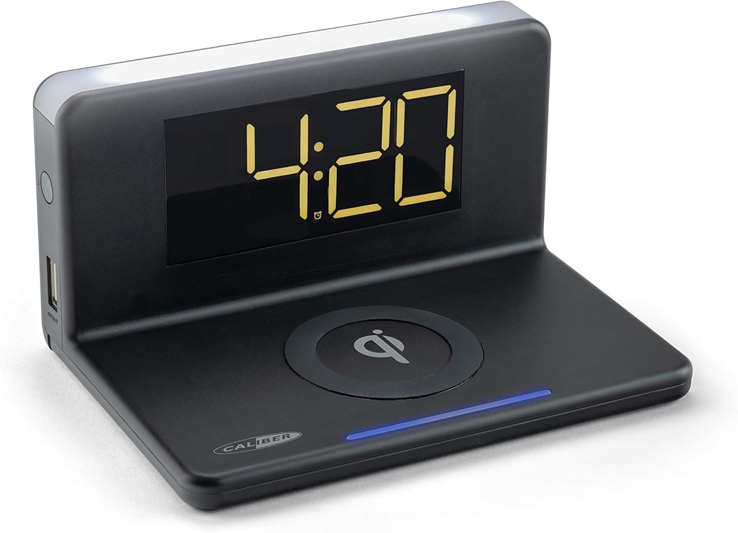 Caliber Alarm Clock with QI Charging Station, Black, Normales Größe