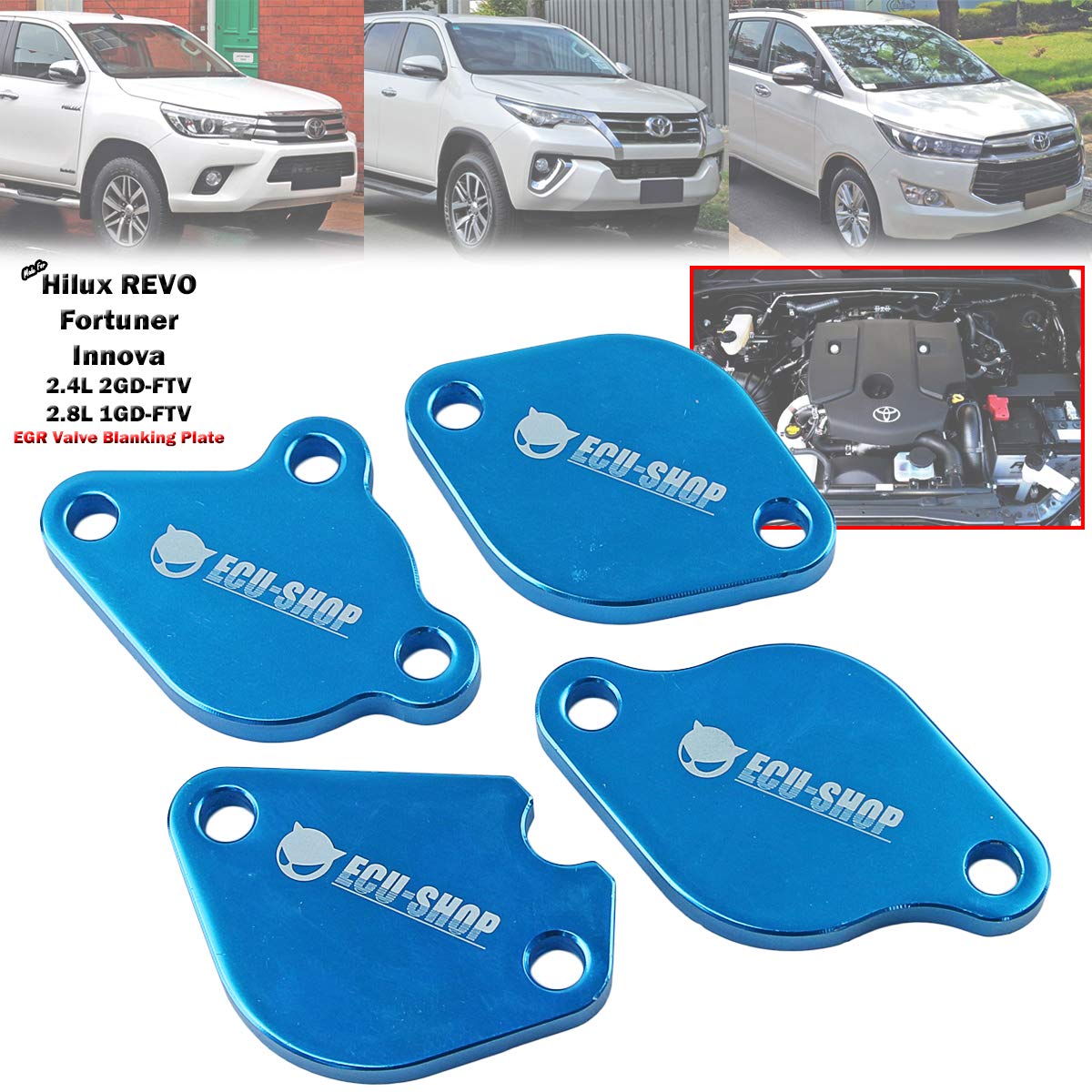 EGR Block Blanking Plate Set For Toyota Hilux Pickup 2.4L 2.8L 1GD 2GD