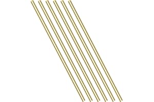 6 Pieces 5mm Brass Round Rods, Sutemribor Brass Solid Round Rod Lathe Bar Stock, 5mm in Diameter, 305mm in Length
