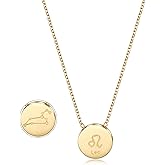 WISTIC Gold Horoscope Constellations Necklaces Glossy Round Zodiac Sign Necklaces Letter Chain for Women Capricorn Aries Libra Virgo Aquarius Gemini Cancer Pisces Sagittarius Leo Taurus Scorpio for Adult Jewelry