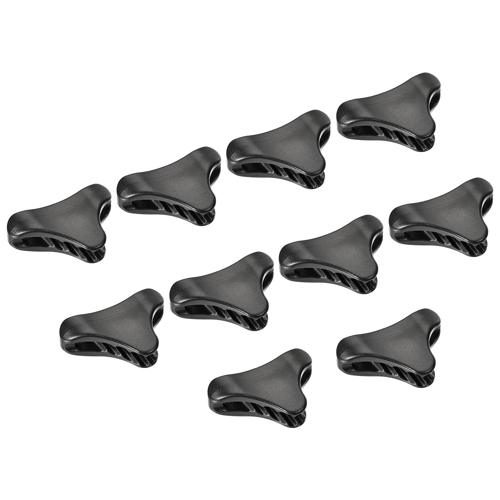 M METERXITY 10 Pack Plastic Rope Tensioner - Triangle Shape Wind Rope Adjuster Anti-slip Rope Buckle Adjustable Tool, Apply to Camping Hiking (5mm, Black)