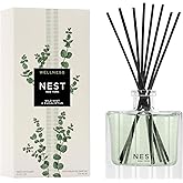 NEST New York Reed Diffuser, Wild Mint & Eucalyptus - 5.9 fl oz - Fragrance for Up to 90 Days - Reusable, Refillable Glass Holder - Includes 8 All-Natural Reed Sticks - Flame Free