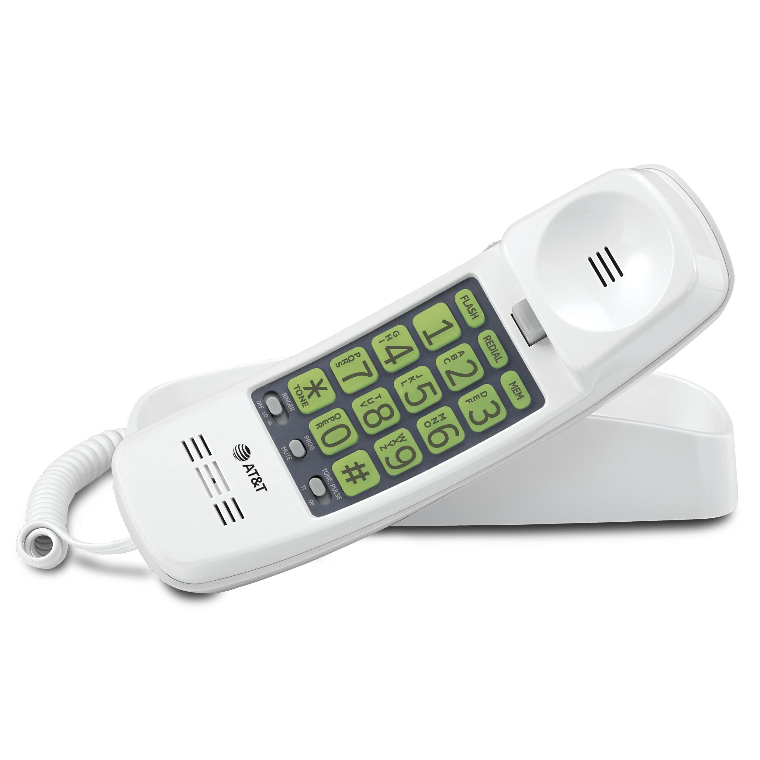 Photo 1 of AT&T TRIMLINE 213 Corded Home Phone with Extra Big Buttons & Visual Ringer. No AC Power Required, Improved Easy-Wall-Mount, Lighted Keypad, 10 Speed Dial Keys, Volume Control, Senior Friendly. White