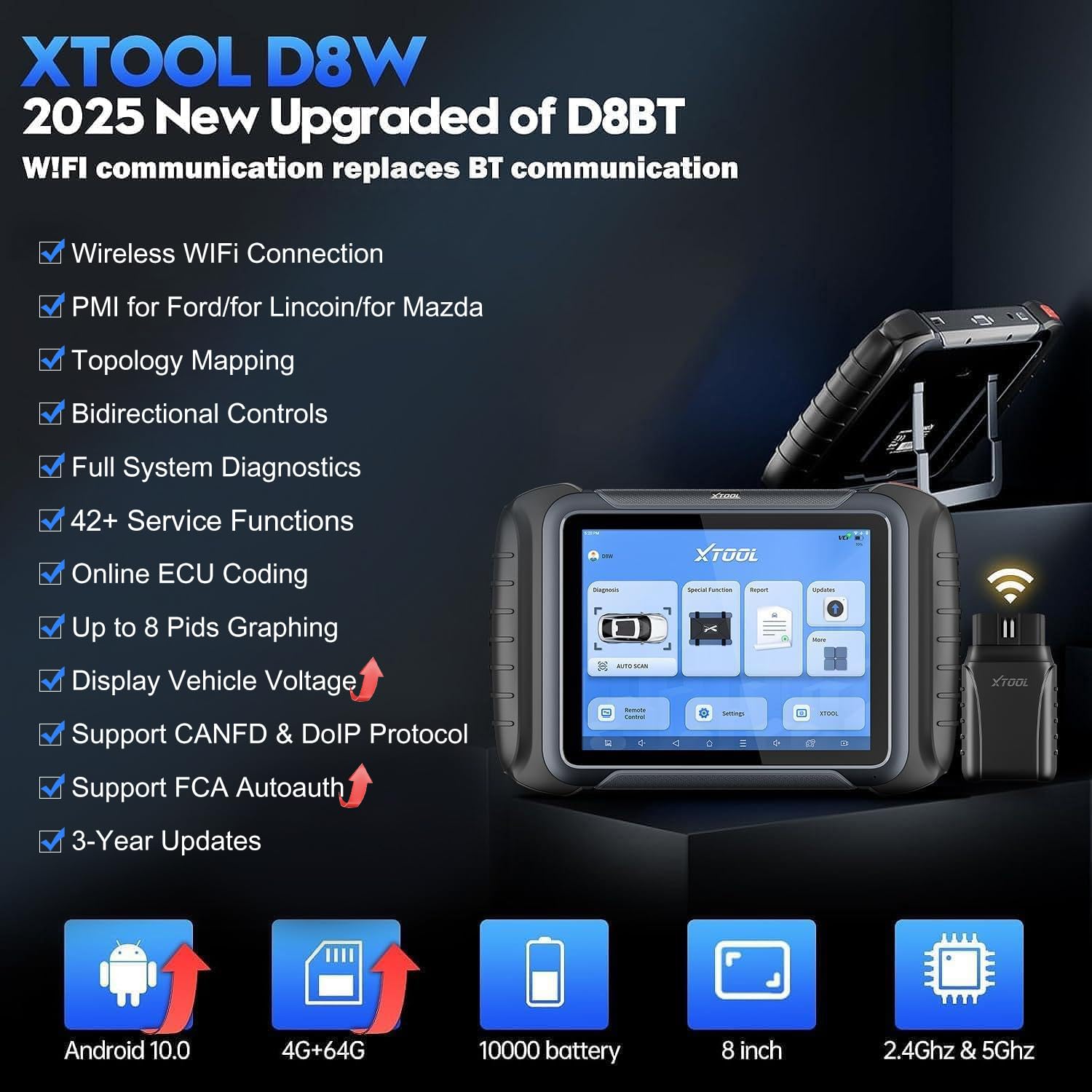Mua XTOOL D8W OBD2 Scanner Diagnostic Tool Wireless Bidirectional Scan ...