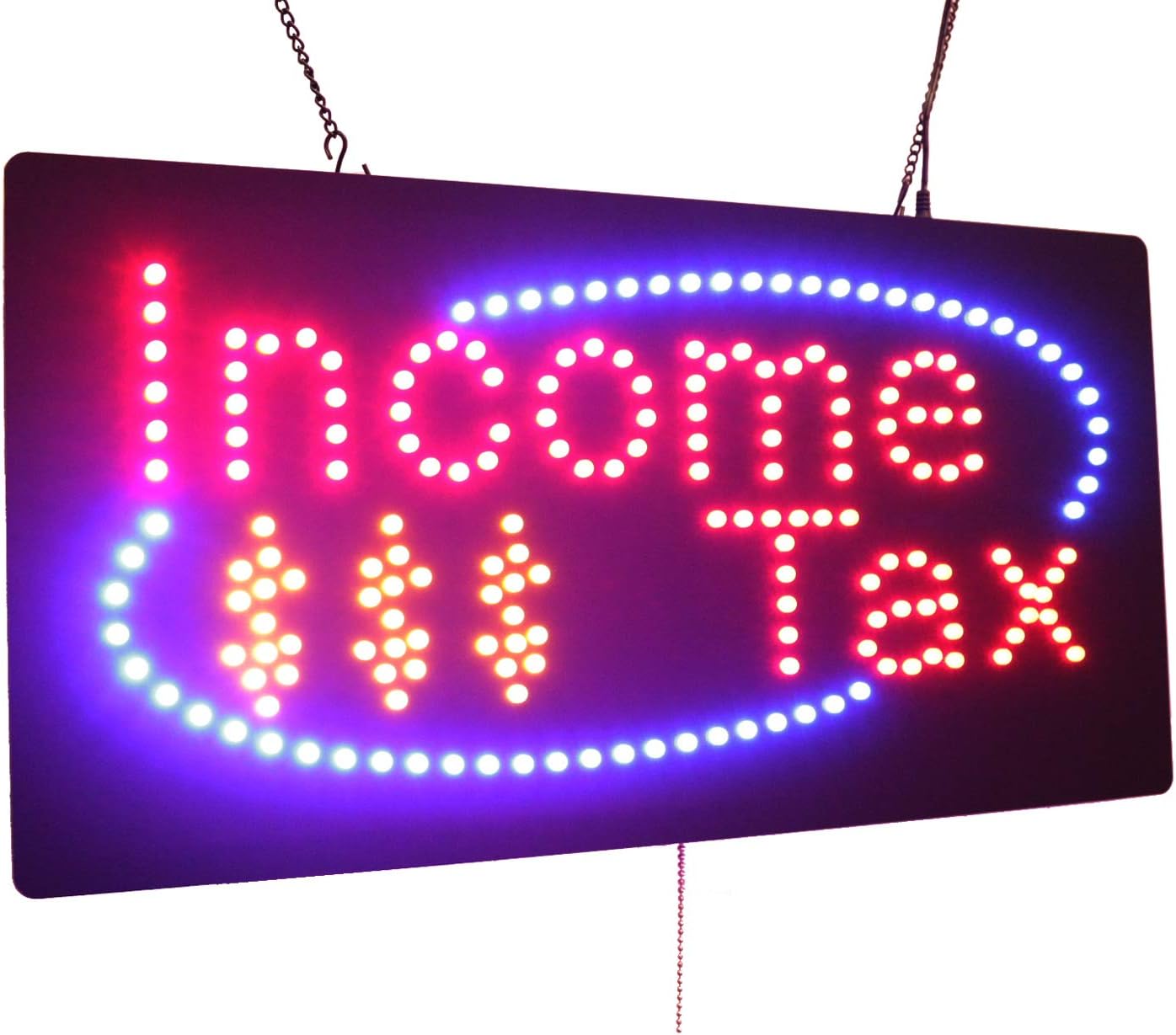 Income Tax Sign, 24"x12", 60x30cm, TOPKING, LED, Neon, Florescent, Signage, Signboard, Display, Billboard, Screen, Grand Opening, Gift