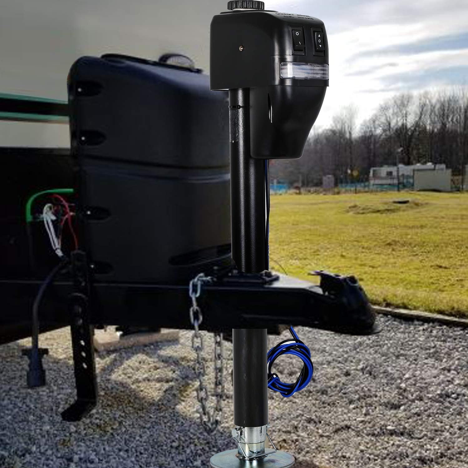 Weize Power Tongue Jack, 3500 Lb. Heavy Duty Electric Trailer Jack with Drop Leg, 23-5/8" Lift, 12V DC: Automotive