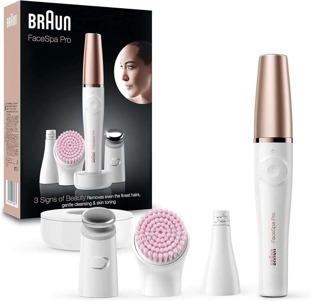 Braun FaceSpa SE912 Epilator with Cleansing Brush, Toning Head, Charger Stand