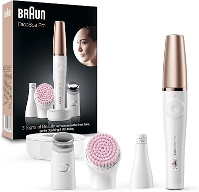 Braun FaceSpa SE912 Epilator with Cleansing Brush, Toning Head, Charger Stand