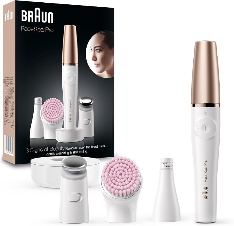 Braun FaceSpa SE912 Epilator with Cleansing Brush, Toning Head, Charger Stand