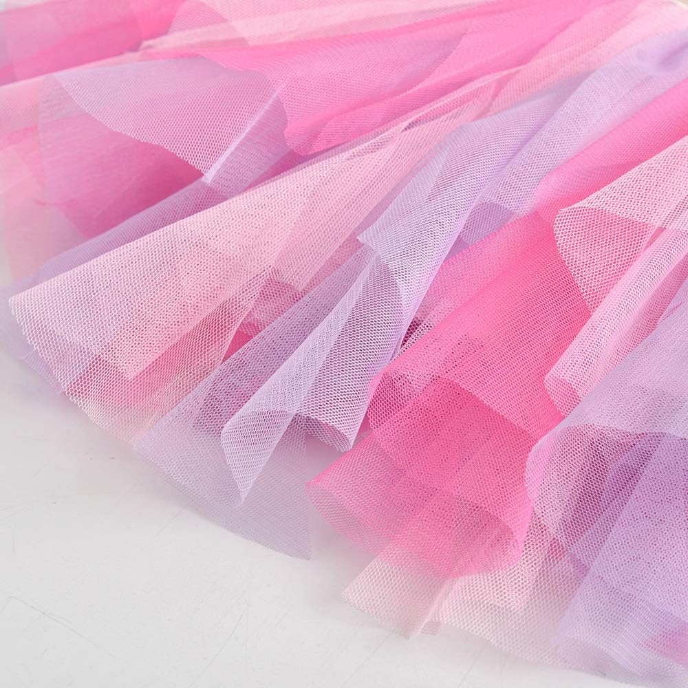 DXTON Girls Rainbow Flower Tulle Skirt Toddler Tutu Girls Clothes: Clothing
