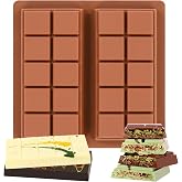 Fimary Dubai Chocolate Molds 1 Inch Deep, Silicone Chocolate Bar Mold &ndash; Non-Stick, Flexible, Large and Thick Homemade Chocolates, Candies, and Desserts - Set of 1
