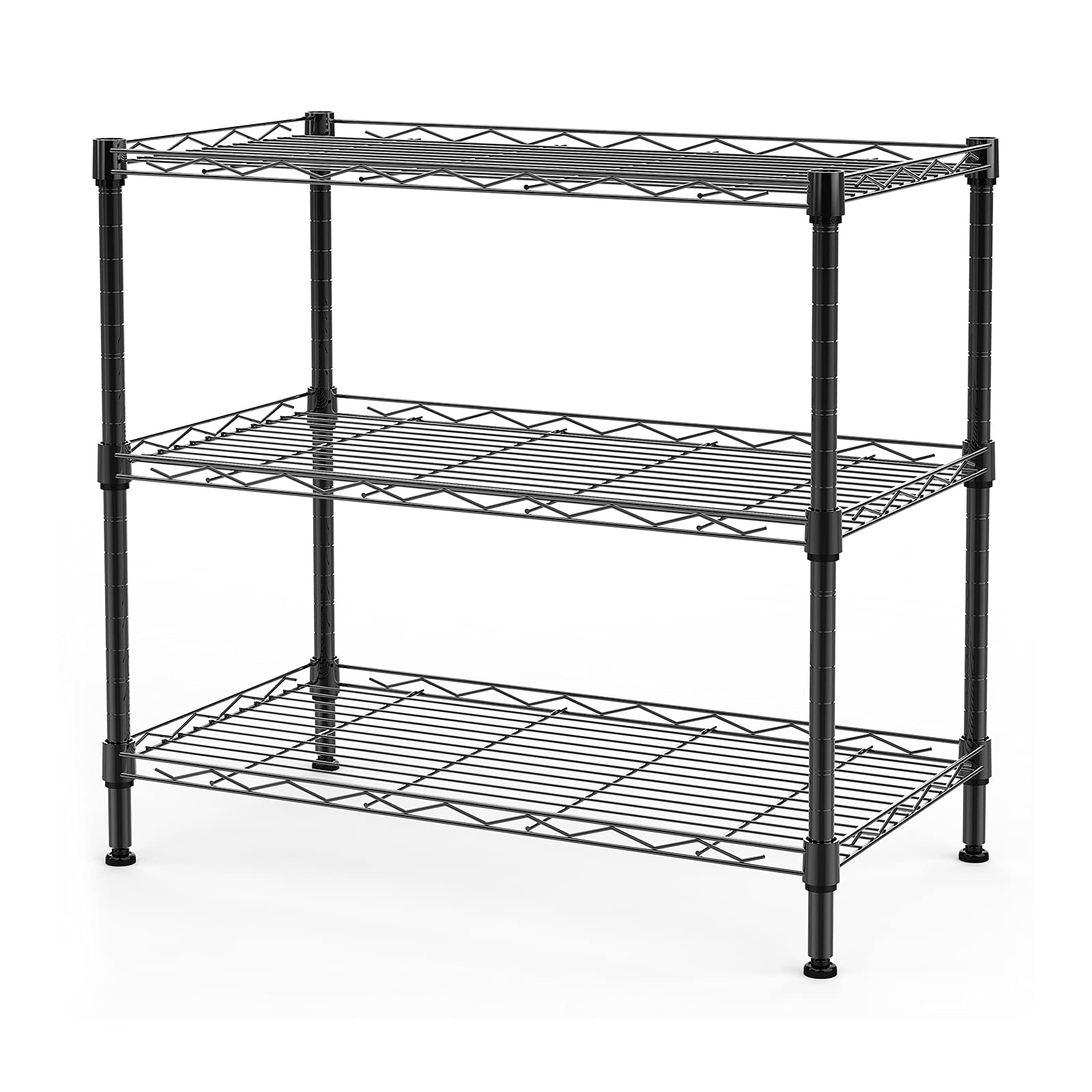 SINGAYE 3 Shelf Wire Shelving Unit Adjustable Storage Shelving 21.26”W x 11.41”D x 22.83”H (Black)