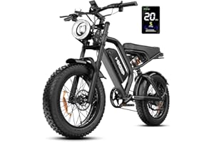 Hikeep Electric Bike for Adults - 20 x 4 Inch Fat Tire, Peak 1500W Motor, 28MPH 48V15.6AH Detachable Battery, 4 Riding Modes 