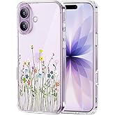 Unov Case for iPhone 17 Case Clear with Design Embossed Floral Pattern Soft TPU Bumper Slim Protective 6.3 Inch (Flower Bouquet)
