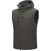 33,000ft Men's Lightweight Softshell Vest Hooded Outerwear Zip Up Fleece Lined Windproof Sleeveless Jacket for Golf Running