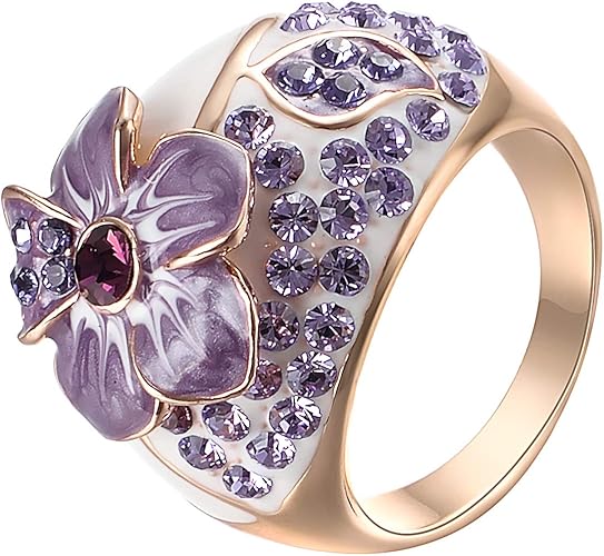 Amazon Vogem 和風 ファッションリング 紫色の花 可愛い 指輪 女性 誕生日プレゼント リング 通販