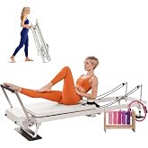 BIOCOR AIR 92" Extended Foldable Pilates Reformer Machine for Home Workout | Foldable Pilates Machine with Pilates Ring &amp; Headrest, Jumpboard, Dual Resistance Springs, Yoga Bands, Exclusive Pilates Mat