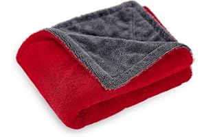 LIVOS Extra Large Car Drying Towel, Twisted Terry Microfiber Towels for Cars, 1000GSM Professional Quick Dry Cleaning Cloth for Car, Scratch-Free, Absorbent Wash Towel, 25" x 36" (Red&Grey)