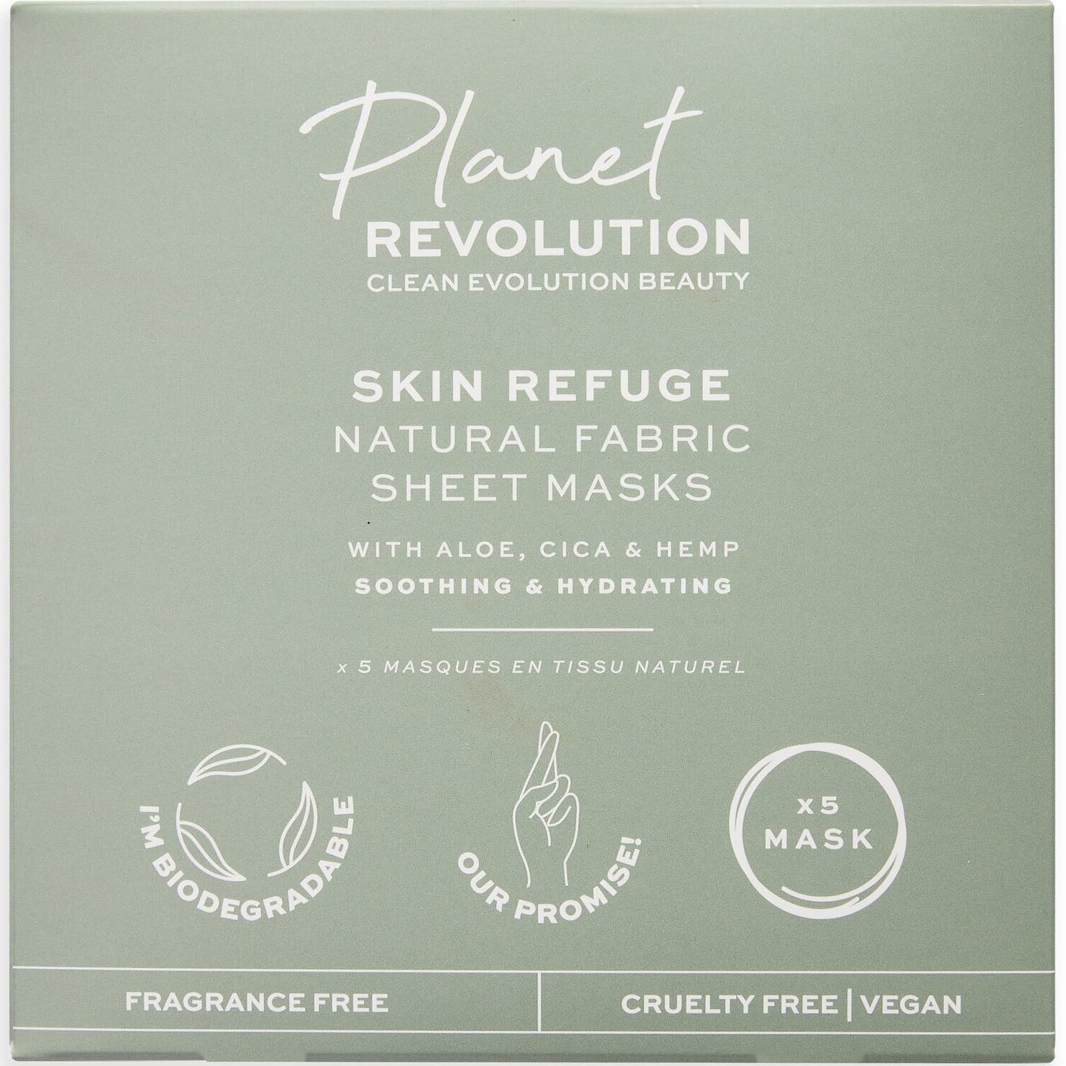 REVOLUTION PLANET REVOLUTION 5PC FABRIC SHEET MASKS SOOTHING & HYDRATING ALOE