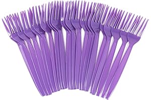 Purple Plastic Forks (24 Pack) - Purple Forks for Parties, Lightweight Plasticware, Colored Plastic Forks, Plastic Utensils, Disposable Cutlery for Occasions, Party Plastic Forks, Blue Orchards
