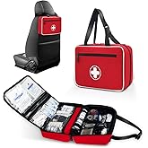 Portable First Aid Bag, Empty Emergency Trauma Kit with Reflective Strips, Multi-Compartment Medical Organizer for Travel, Camping, Car, Outdoor and Home, BAG ONLY (Red)