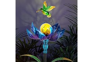 Sunnylight Solar Wind Spinners Outdoor, Solar Wind Spinner with LED Lights Ball, Garden Windmill for Yard, Garden, Patio, Lawn Decor (Blue)