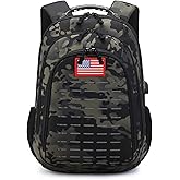 Qimailer Camo Backpack,Small Tactical Backpack for outdoor,Military Teen Boys Backpacks for School with USB Charging Port,40L