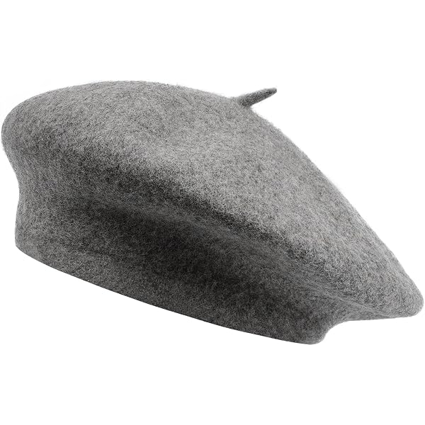 SS/Hat Wool Blend French Beret with Crystal Stonest - Grey  display picture 2