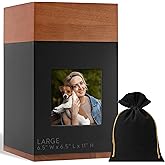 Timeless Walnut Wood Urn with Picture for Ashes Adult Male & Female – Handcrafted Cremation Urn for Human Ashes – Keepsake Box & Memorial Keepsake - Large Urns for Women & Men – Pet Urns for Dogs