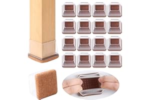 Ezprotekt 24 Pcs XL Square Clear Chair Leg Floor Protectors, Silicone Felt Furniture Pads Caps for Hardwood Floor, Dining Table Bar Stool Leg Protectors Leg Cups Covers (XL Fit: 1.5"-2")