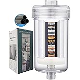 ZHYUUAX 1 Micron High Density Washing Machine Water Filter, Visible Washer Water Filter System, 99.5% Removal of Chlorine Fluoride, Heavy Metals, Odor, Impede Scale, Relieve Dry Skin ACF Shower Filter