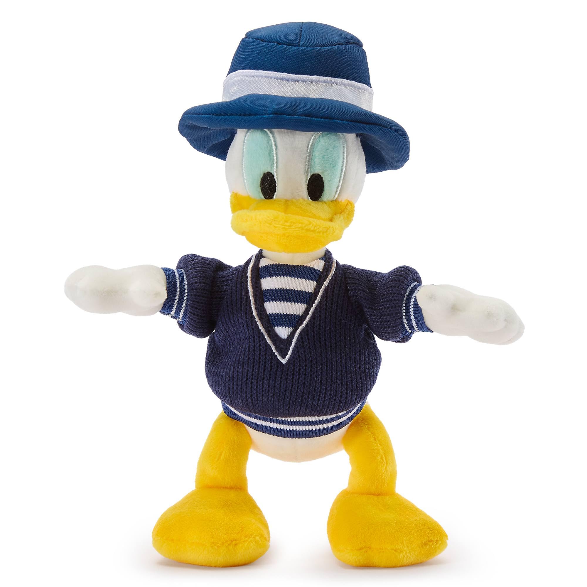 Disney Store Official Donald Duck Nautical Mini Bean Bag Soft Toy – Sailor Outfit with Striped Top and Blue Hat