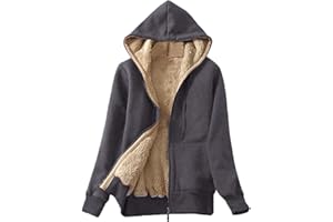 WABEOR Women's Fleece Lined Jacket with Hood Zip Up Plus Size Sherpa Warm Heavyweight Hoodies Winter Thermal Christmas Sweatshirt