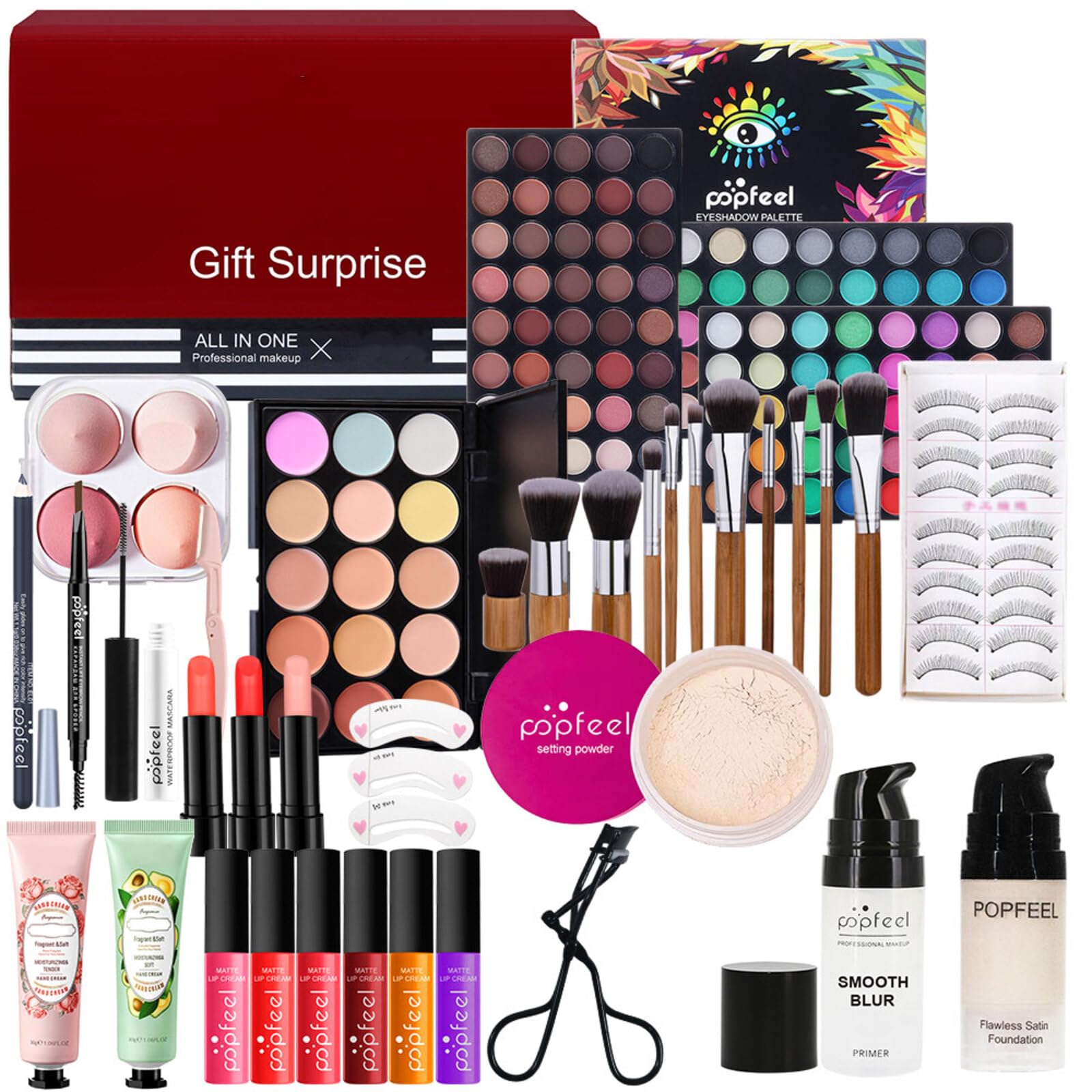 Makeup Set, All In One Makeup Kit, Cosmetic Make Up Starter Kit, Makeup Gift Set for Women & Girls, Includes Foundation Eyeshadow Palette Lipstick Eyeliner Mascara Cosmetic Brush Set