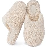 Snug Leaves Women's Scuff Slippers Furry Cute Curly Faux Wool Slip-on Indoor Memory Foam House Shoes