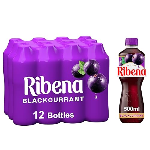 Ribena Blackcurrant Juice Drink 500ml - Multipack of 12 | Real Fruit | Rich In Vitamin C | No Artificial Colours or flavous | Fruity Refreshment | Ready To Drink | 100% Recycled