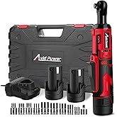 AVID POWER Cordless Electric Ratchet Wrench, 3/8" 60N.m (44.2 Ft-lbs) 12V Power Ratchet Wrench Kit w/Two 2.0Ah Batteries, 1-H