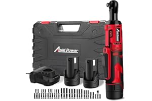 AVID POWER Cordless Electric Ratchet Wrench, 3/8" 60N.m (44.2 Ft-lbs) 12V Power Ratchet Wrench Kit w/Two 2.0Ah Batteries, 1-H