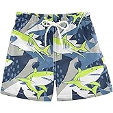 senya Boys Swim Trunks Quick Dry UPF 50+ Fluorescence Sharks and Polk Dots Beach Board Shorts Kids Bathing Suits Swimsuit