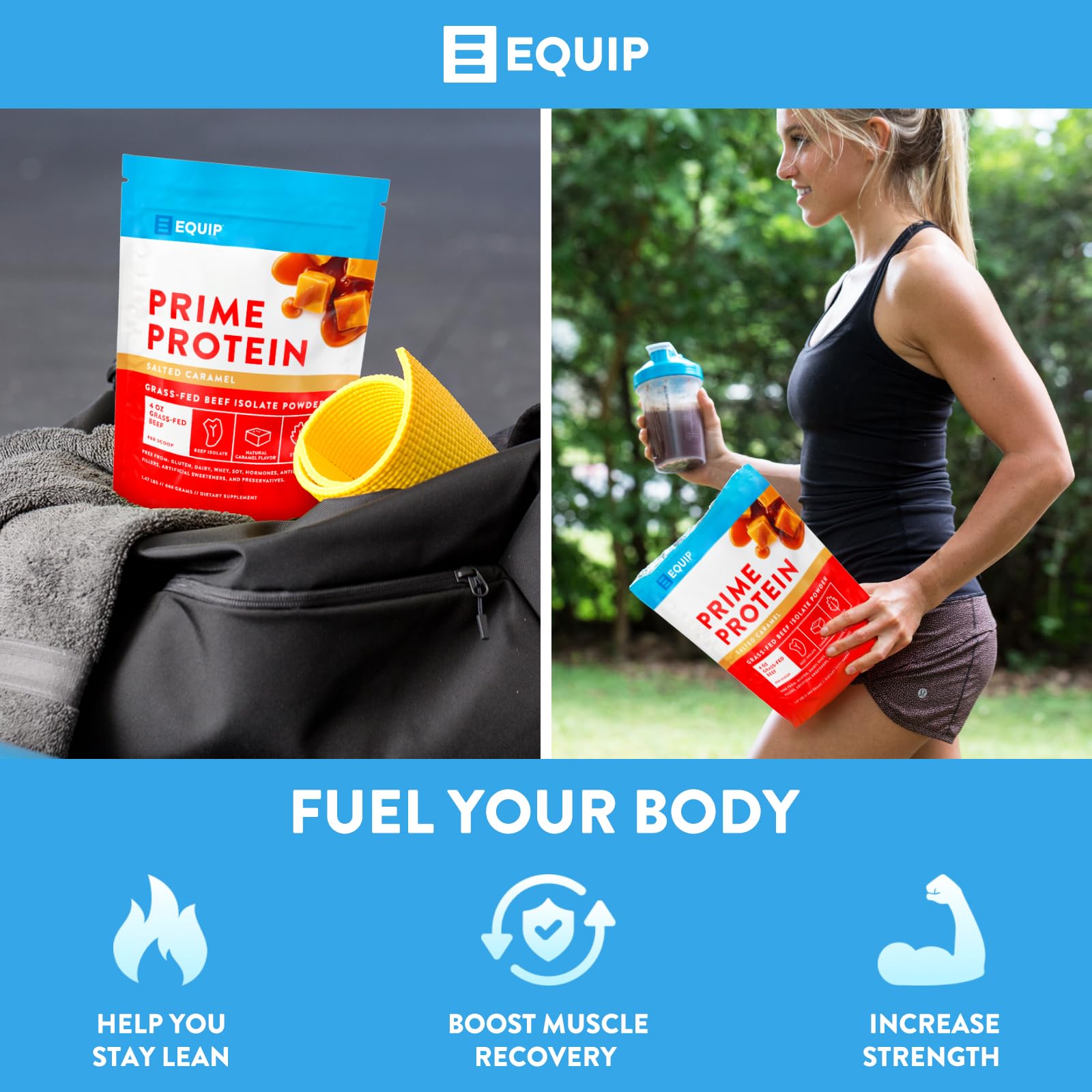 Equip Foods Prime Protein Powder Chocolate & Prime Protein Powder Salted Caramel