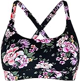 Women’s Supportive Scoop Neck Sporty Swimsuit Cross Spaghetti Strap Bathing Suit Bikini Top