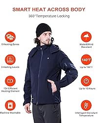 DEWBU Soft Shell Heated Jacket for Men with 12V