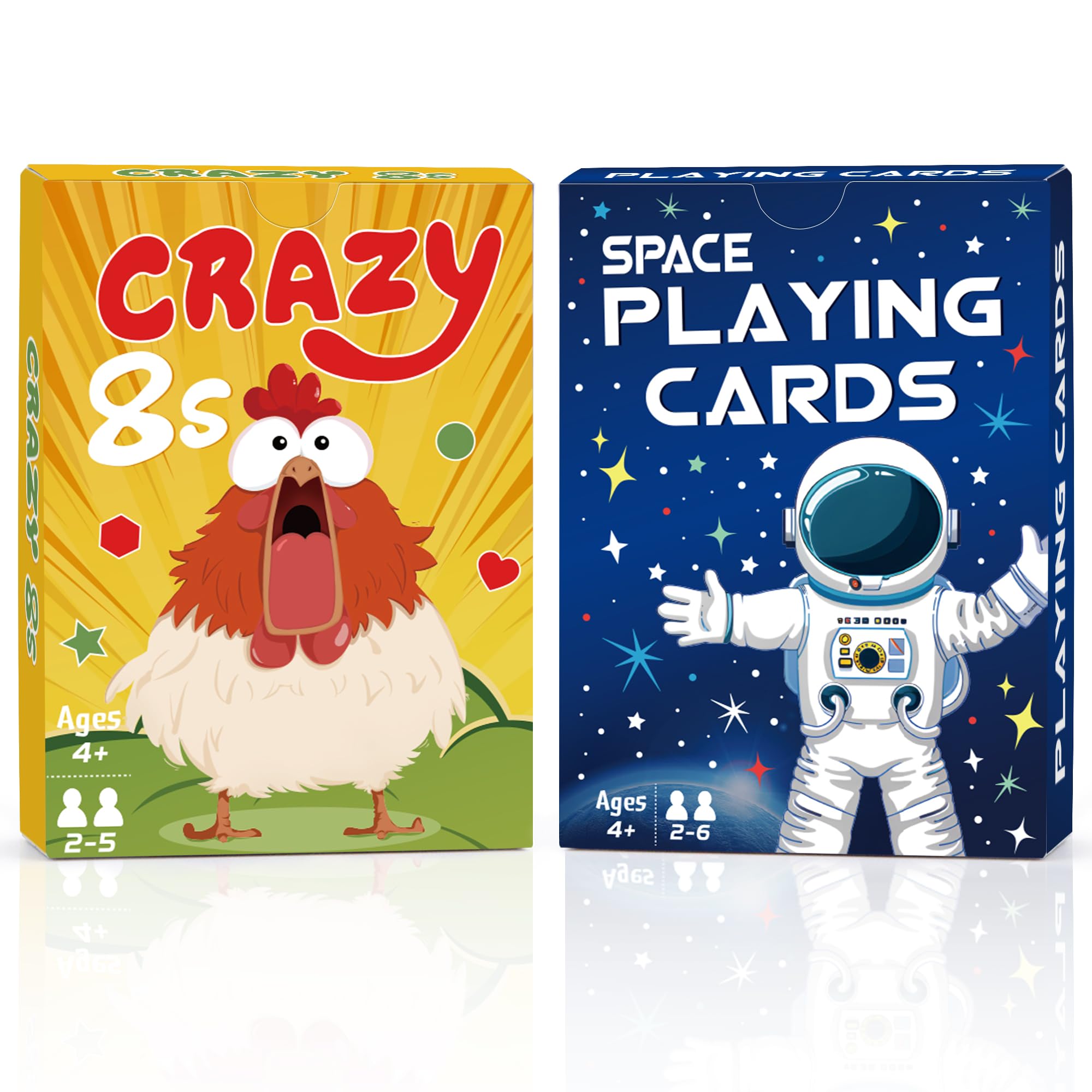 Timenued Card Games, Crazy 8s Card Game, Space Playing Cards for Kids, Fun Classic Interactive Games for Kids Toddlers Adults, Perfect for Stocking Stuffers Gifts, Family Game Night Party Table Games