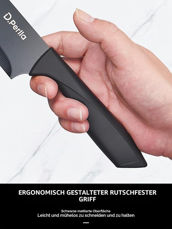 Messerblock Set, 7-tlg Scharf Edelstahl Messerblock mit Messer, Ergonomischer und Rutschfester Griff, Abnehmbar für einfache Reinigung, Für alle Küchenmesserset, Schwarz